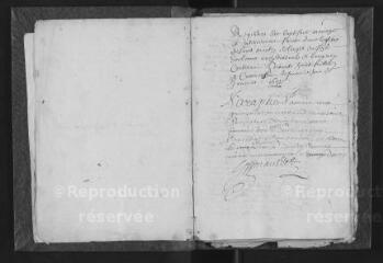 108 vues Registre paroissial. Baptêmes, mariages, sépultures (1672 ; 1676-1678 ; 1692-1697 ; 1700-1705)