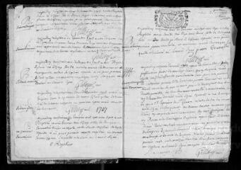 190 vues Registre paroissial. Baptêmes, mariages, sépultures (novembre 1706-mars 1723)