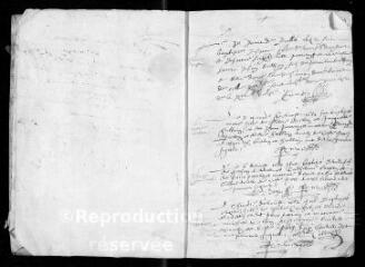 107 vues Registre paroissial. Baptêmes (juillet 1642-février 1650) ; mariages (novembre 1642-janvier 1650)