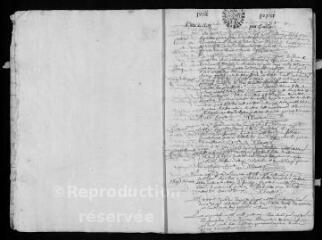 25 vues Registre paroissial. Baptêmes, mariages, sépultures (1676-janvier 1677)