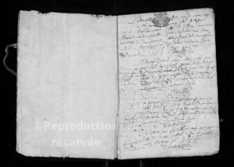 23 vues  - Registre paroissial. Baptêmes, mariages, sépultures (mars-décembre 1682) (ouvre la visionneuse)