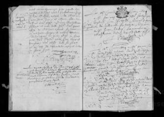 30 vues Registre paroissial. Baptêmes, mariages, sépultures (mai 1684-décembre 1685) ; baptême (janvier 1686)