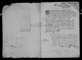 22 vues Registre paroissial. Baptêmes, mariages, sépultures (1696-avril 1697)
