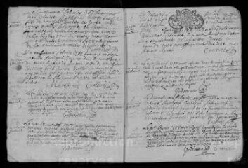 22 vues  - Registre paroissial. Baptêmes, mariages, sépultures (1708-mars 1709) (ouvre la visionneuse)