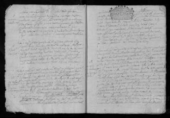 19 vues Registre paroissial. Baptêmes, mariages, sépultures (1715) ; baptême (janvier 1716)