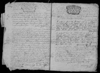 12 vues Registre paroissial. Baptêmes, sépultures (décembre 1722) ; baptêmes, mariages, sépultures (1723) ; baptême (janvier 1724)