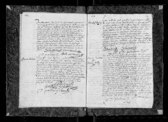97 vues  - Registre paroissial. Baptêmes, mariages, sépultures (mai 1693-novembre 1702) ; baptêmes, sépultures (janvier 1703) (ouvre la visionneuse)