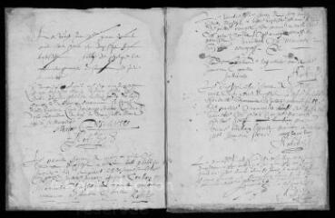 92 vues  - Registre paroissial des Baptêmes (1616-1623; juillet 1645-novembre 1655), mariages (1617-août 1645-aôut 1648 ; mars 1655) (ouvre la visionneuse)