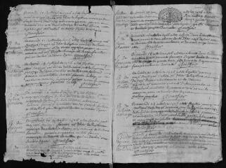 105 vues  - Registre paroissial des baptêmes, mariages, sépultures (1726-1734 ; 1736-1742) (ouvre la visionneuse)