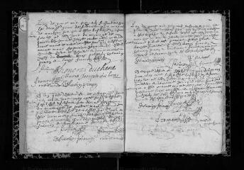 85 vues Registre paroissial. Baptêmes (1668-janvier 1671) ; mariages (1668-février 1671) ; sépultures (février 1668-janvier 1671)