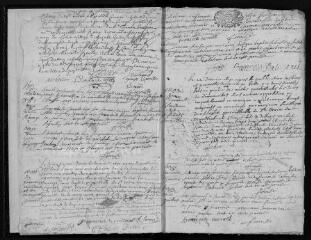 180 vues  - Registre paroissial des baptêmes, mariages, sépultures (1691-janv. 1701) (ouvre la visionneuse)