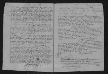 7 vues Registre paroissial. Baptêmes, mariages, sépultures (janvier-septembre 1695) ; baptêmes (janvier 1696)