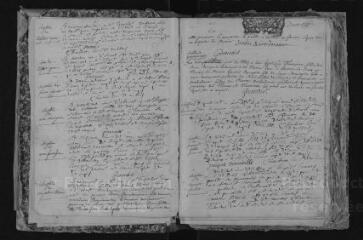 147 vues Registre paroissial. Baptêmes, mariages, sépultures (février 1701-septembre 1724)