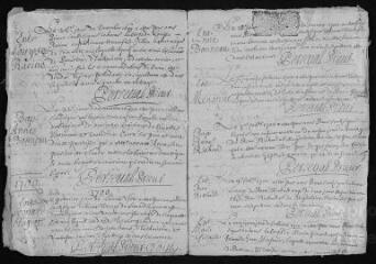 8 vues Registre paroissial. Baptêmes, mariages, sépultures (novembre 1699-septembre 1700)