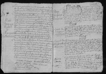 6 vues Registre paroissial. Baptêmes, mariages, sépultures (mars-décembre 1705) ; baptêmes, séputures (janvier 1706)