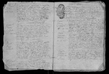 96 vues Registre paroissial. Baptêmes, mariages, sépultures (juin 1712-octobre 1736)
