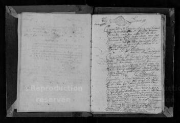 108 vues Registre paroissial. Baptêmes, mariages, sépultures (1695-1711) ; sépulture (janvier 1712)