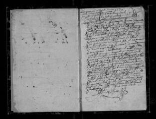 61 vues  - Registre paroissial. Mariages (mars 1639-novembre 1647) ; sépultures (février 1639-octobre 1647) (ouvre la visionneuse)