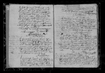 113 vues Registre paroissial. Baptêmes, mariages, sépultures (1700-1709) ; baptêmes, sépultures (janvier-février 1710)
