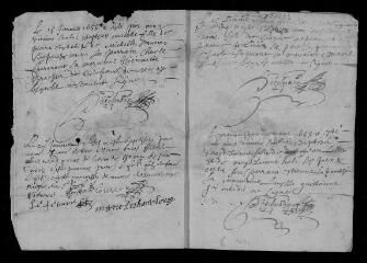 26 vues  - Registre paroissial. Baptêmes (1653-mars 1668) (ouvre la visionneuse)