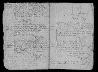 11 vues Registre paroissial. Baptêmes, mariages, sépultures (mars 1668-juillet 1669)