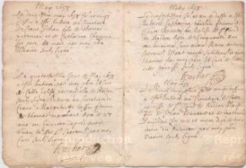 20 vues  - Registre paroissial. Sépultures (novembre 1657-avril 1667) (ouvre la visionneuse)