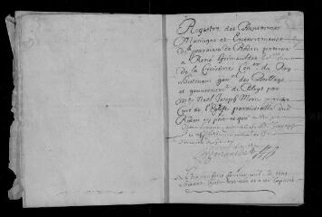34 vues Registre paroissial. Baptêmes, mariages, sépultures (1668-1674) ; sépulture (janvier 1675)