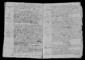 10 vues Registre paroissial. Baptêmes, mariages, sépultures (1716) ; mariage (janvier 1717)