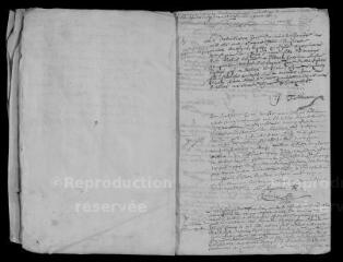 9 vues Registre paroissial. Baptêmes, mariages, sépultures (1668) ; baptêmes, séputures (janvier 1669)