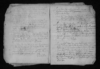 9 vues  - Registre paroissial. Baptêmes, mariages, sépultures (1670-novembre 1671) ; baptême (juillet 1679) (ouvre la visionneuse)