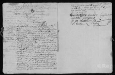 7 vues Registre paroissial. Baptêmes, sépultures (avril-octobre 1753), Mariage (janvier 1754)