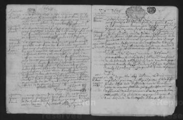15 vues  - Registre paroissial. Baptêmes, mariages, sépultures (janvier-novembre 1694) (ouvre la visionneuse)