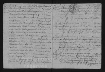 9 vues Registre paroissial. Baptêmes, mariages, sépultures (1729) ; sépulture (janvier 1730)
