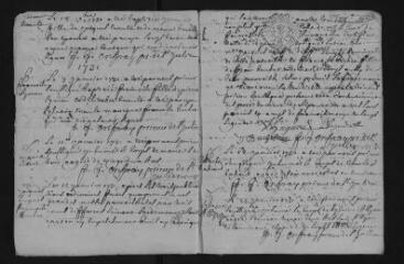 9 vues Registre paroissial. Baptêmes, sépultures (février-décembre 1730) ; baptêmes, mariages, sépultures (1731) ; baptême (janvier 1732)