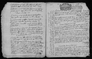13 vues Registre paroissial. Baptêmes, mariages, sépultures (1715-1717) ; baptêmes (janvier-août 1718)