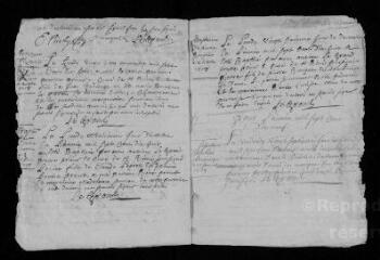 7 vues Registre paroissial. Baptêmes, mariages (1718) ; baptêmes, mariages, sépultures (1719)