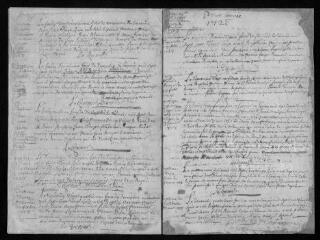5 vues Registre paroissial. Baptêmes, mariages, sépultures (septembre 1727-juin 1728)