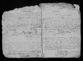 34 vues Registre paroissial. Baptêmes, mariages, sépultures (mars 1680-décembre 1688)