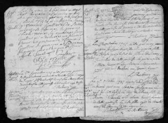 28 vues Registre paroissial. Baptêmes, sépultures (mars-décembre 1727) ; baptêmes, mariages, sépultures (1728)