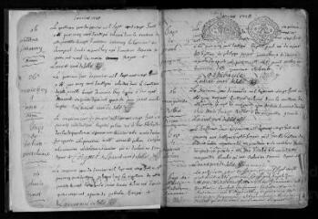 361 vues  - Registre paroissial. Baptêmes, mariages, sépultures (1728-janvier 1735) (ouvre la visionneuse)