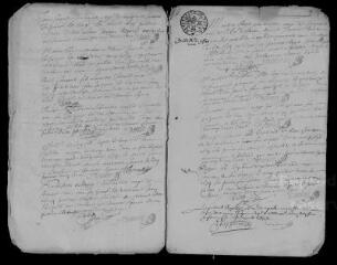 6 vues  - Registre paroissial. Baptêmes, mariages, sépultures (mars-septembre 1674) (ouvre la visionneuse)