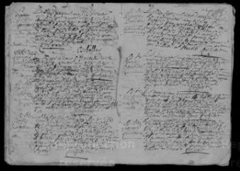 18 vues  - Registre paroissial. Baptêmes, mariages, sépultures (1696-février 1698) (ouvre la visionneuse)