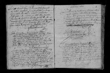 85 vues Registre paroissial. Baptêmes, mariages (1653-février 1659)