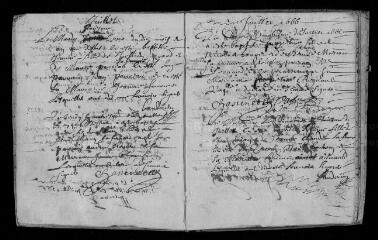 32 vues Registre paroissial. Baptêmes (juin 1666-février 1668)