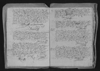17 vues Registre paroissial. Baptêmes, mariages, sépultures (1687) ; baptêmes, sépultures (janvier-février 1688)