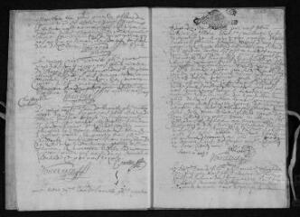 21 vues  - Registre paroissial. Baptêmes, mariages, sépultures (1697-juillet 1698) (ouvre la visionneuse)