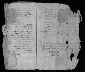 48 vues  - Registre paroissial. Baptêmes (mars 1597-novembre 1603) ; sépultures (janvier 1598-octobre 1602) (ouvre la visionneuse)