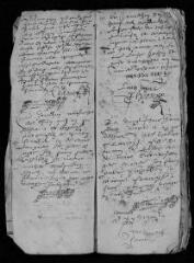 60 vues  - Registre paroissial. Baptêmes (mars 1638-juin 1642) ; mariages, sépultures (avril 1638-mai 1642) (ouvre la visionneuse)
