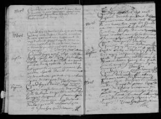 18 vues  - Registre paroissial. Baptêmes, mariages, sépultures (mars-décembre 1694) ; baptêmes, sépultures (janvier 1695) (ouvre la visionneuse)