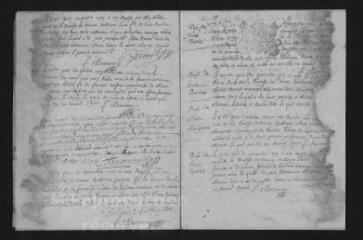 9 vues  - Registre paroissial. Baptêmes, mariages, sépultures (mars-décembre 1707) ; mariages, sépultures (janvier 1708) (ouvre la visionneuse)